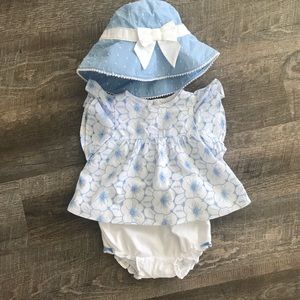 Janie & Jack dress+ panties + little lady hat